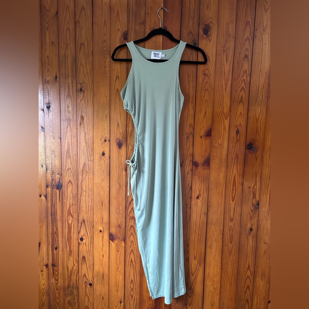Princess Polly Sage Green Side-Ruched Maxi Dress